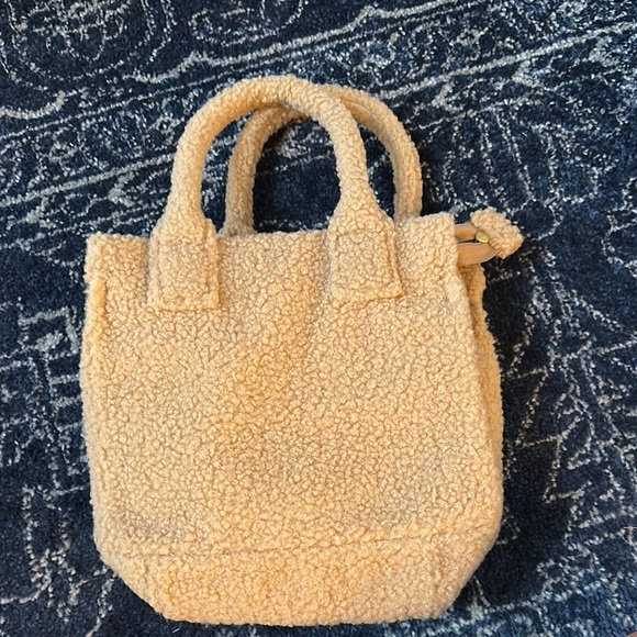 NWOT J. Crew Tan Sherpa small tote Bag with Plush Texture - Picture 2 of 4
